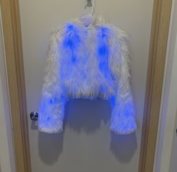 Light up fur white jacket