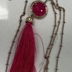Pink Tassel Long Necklace 