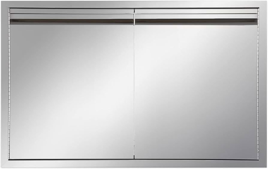 Outdoor Kitchen Door 33" W x 21" H inch Stainless Steel BBQ Double Door Flush Mount for Outdoor Kitchen Island(Double Wall Door Panel )