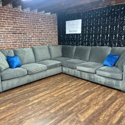 Delivery Available Dark gray L shape sectional sofa couch
