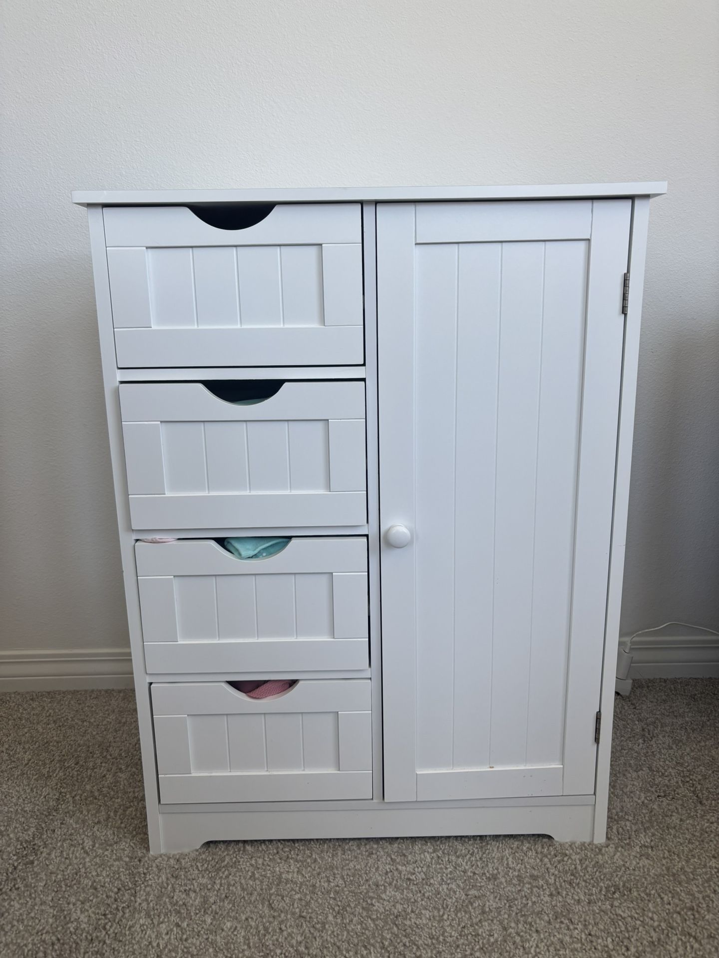 Wooden Floor Storage Cabinet with 4 Drawers and 1 Door