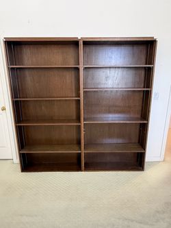 Pair of Dark Brown Wood Bookshelves