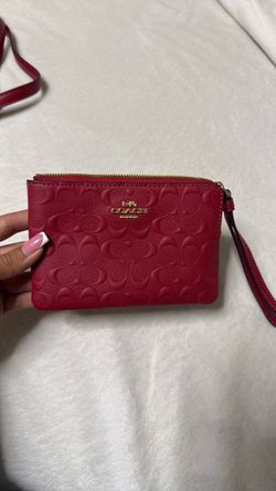 Coach red leather zip pouch
