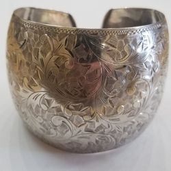 Sterling Silver Wide Cuff Bracelet. 