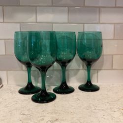 Vintage Teal/Green Wine Glasses