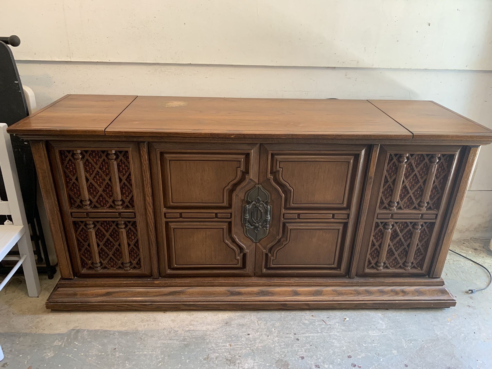 Vintage Monteverdi by Lloyd console stereo center 8 track-record player-am fm radio cabinet works with tapes furniture