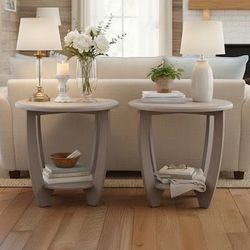 Set of 2 Rustic Side Tables, End Tables