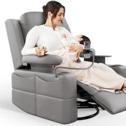 New MOMAZING LULLAPOD PRO Oversized Rocking Chair Nursery with Adjustable Armrests Electric Glider Recliner $450