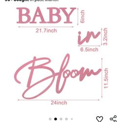 Baby In Bloom Pink Glitter Sign 