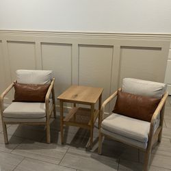 2 Modern Accent Chairs + Side Table - $200 For All