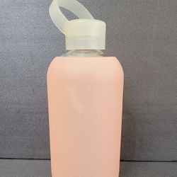 bkr 16oz/500mL - Glass Water Bottle - Ballet Pale Peachy Pink - Dishwasher Safe - Removable Silicone Sleeve - BPA Free