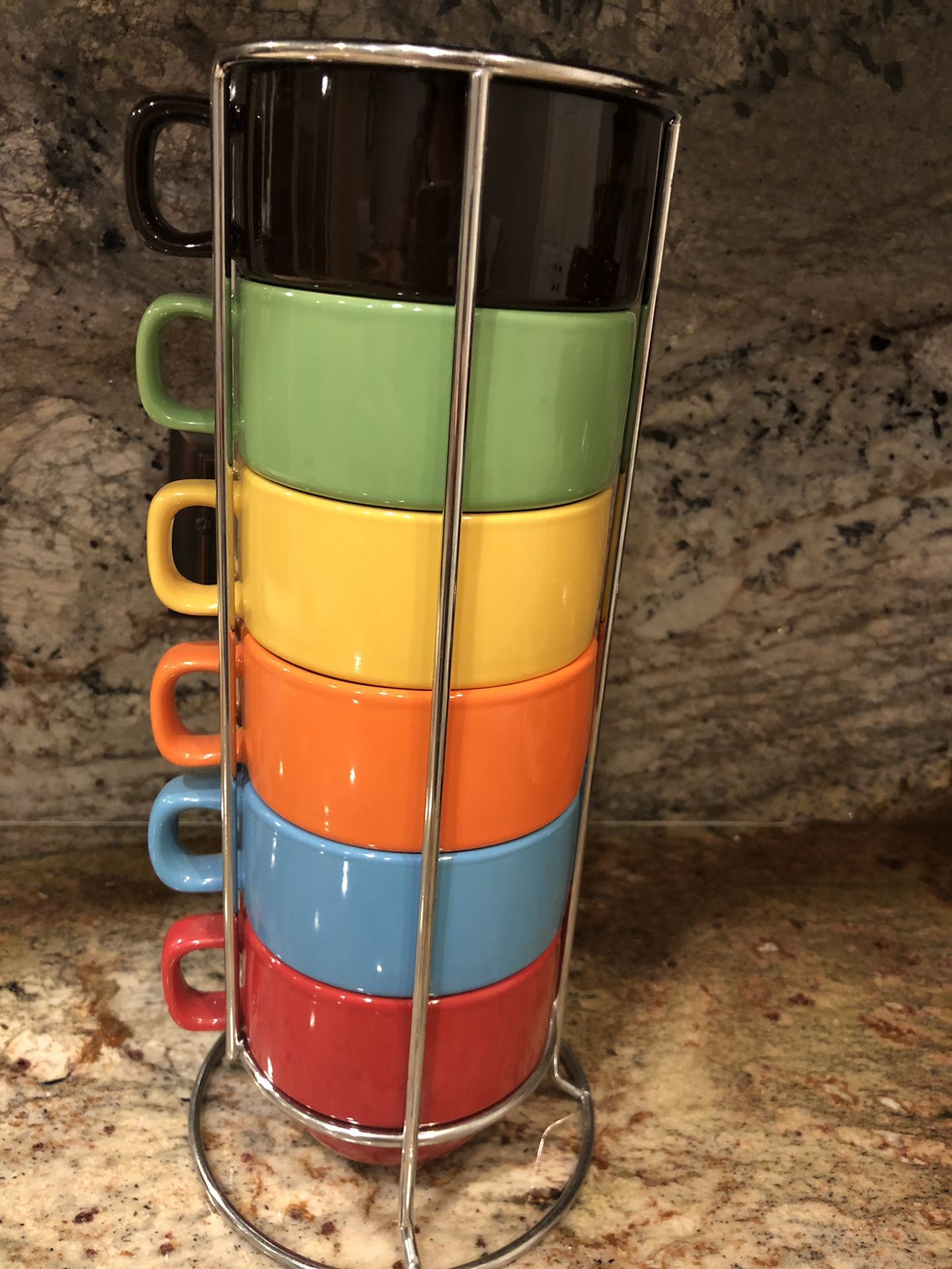 Stackable colorful coffee cups