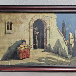 Original Oil Painting “Andalusia” by P. L. Guilbert – 20.75” x 14.75” – Vintage, Framed