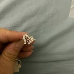 Real silver Love Heart Ring Size 7