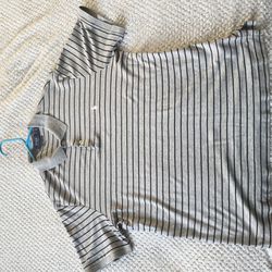 Grey and Black Poli Ralph Lauren Polo Shirt Large