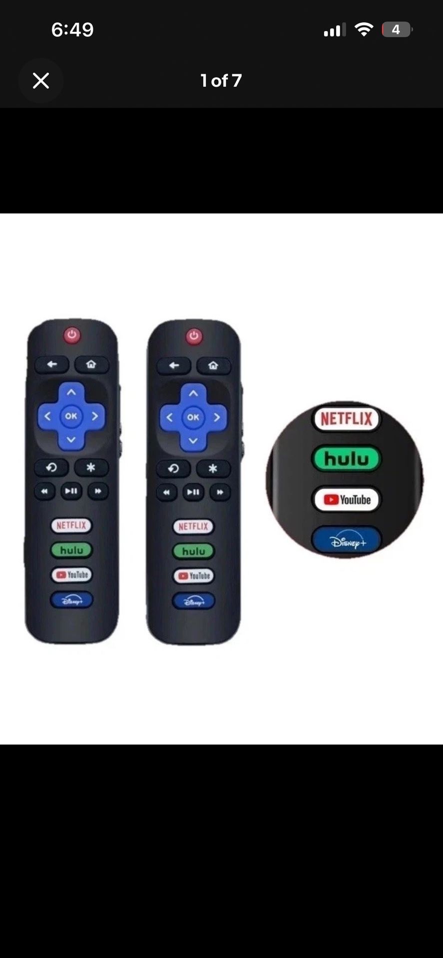 Roku Replacement Remote (2pack) Works On Roku TV Onn/Hisense/ TCL