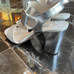 Prada white silver sandals 