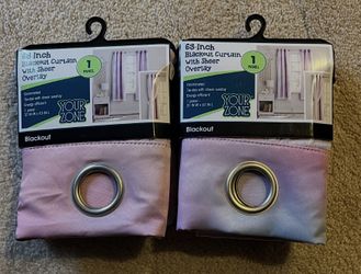 63 Inch Blackout Curtains With Sheer Overlay 2 Pack Brand New