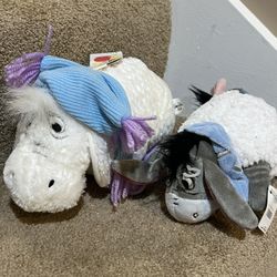 Disney Store Eeyore set of 2 Christmas winter White plush snowballs 8” long New