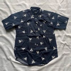 Nautica Classic Fit Cotton Button Down Short Sleeve Shirt Blue Men’s Small