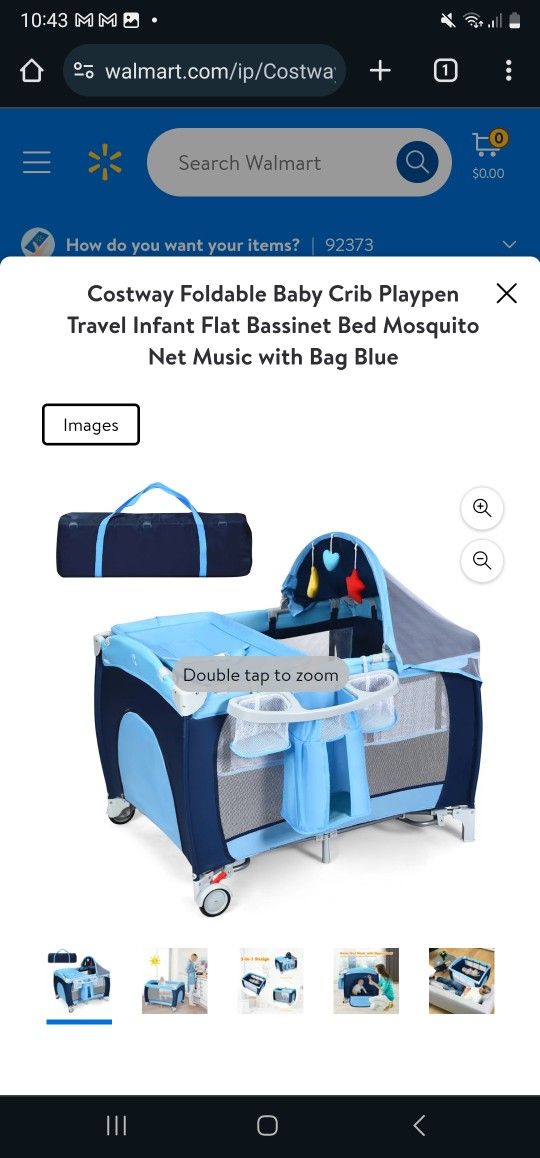 Costway Foldable Baby Crib Playpen Travel Infant Flat Bassinet Bed Mosquito Net Music with Bag