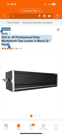 63.5 in. W Professional Duty Workbench Top Locker in Black (2-Pack) 63.5 in. W Professional Duty Workbench Top Locker in Black (2-Pack)