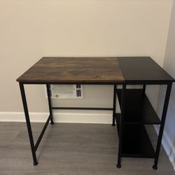 Modern Industrial Desk with Storage Shelves