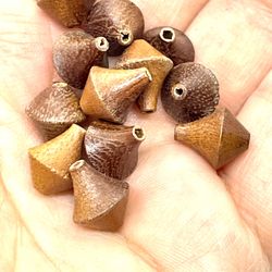 “3 Strands” Of Bicone Wood Beads