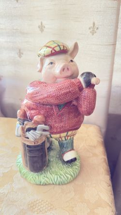 Vintage Fitz and Floyd Pig Golfer Cookie Jar