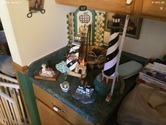 Vintage Collection Of Lighthouse Table Decorations. The Clock Works And Ready To Hang, The Lighthouse Has A Beacon That Works. All One Price Plainf