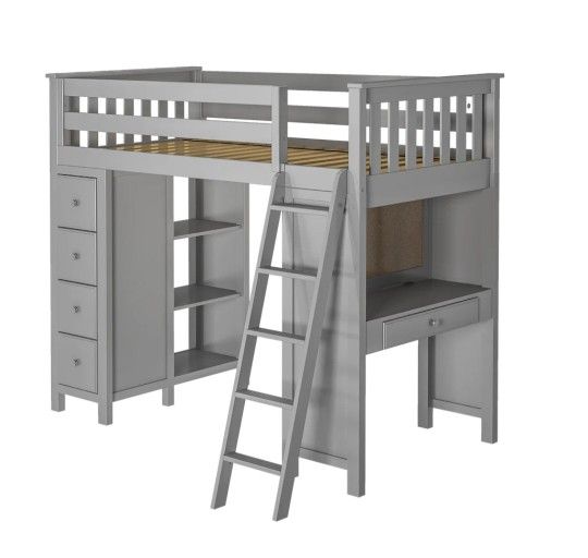 All-In-One Twin Loft Bed with Desk & Storage