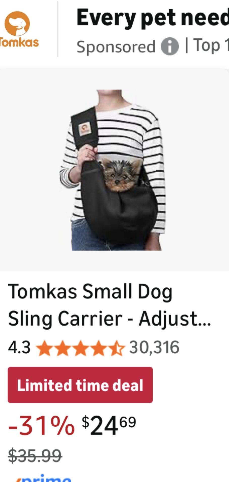 Small Dog Sling Carrier. Brand New!! $20