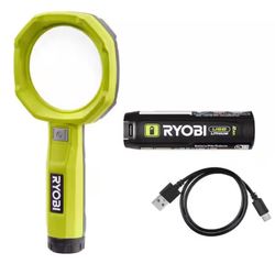 RYOBI USB Lithium Cordless 200 Lumens Magnifying Light Kit with 2.0 Ah Battery and USB Charging Cable=Ryb-504