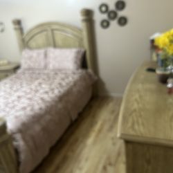 Bedroom Set (wood)      (With Mattress Like New Always With Cover)