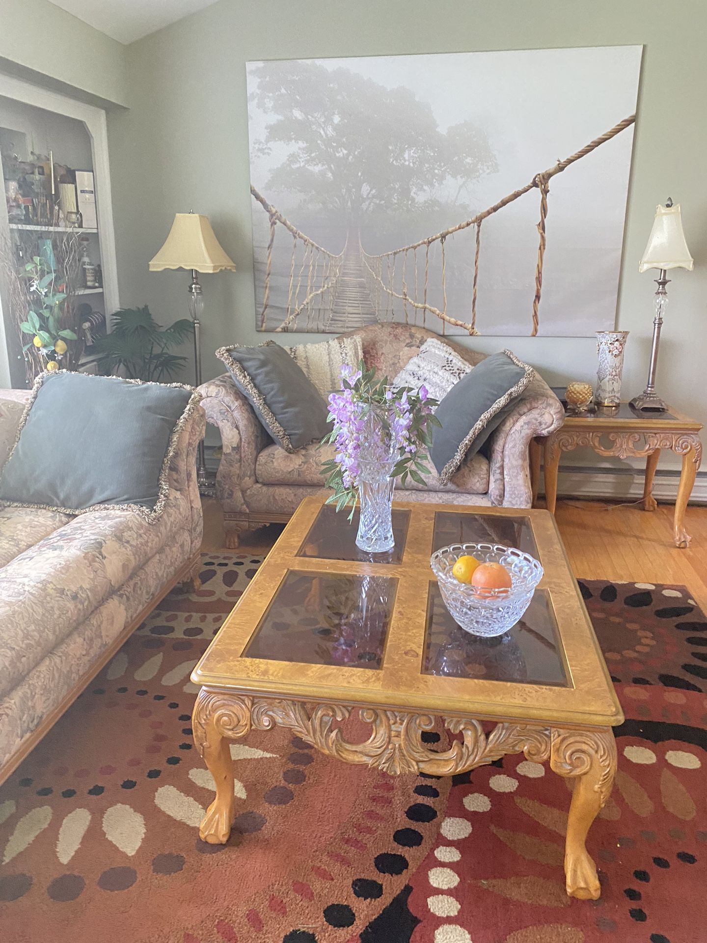 Sofa, Loveseat,3 Tables Plus 2free Lamps