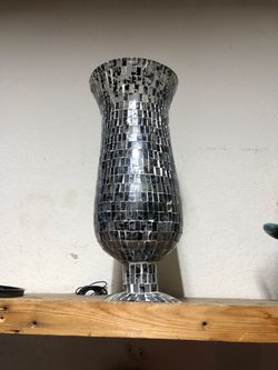New Large Silver Mosaic Mirror Tile Vase