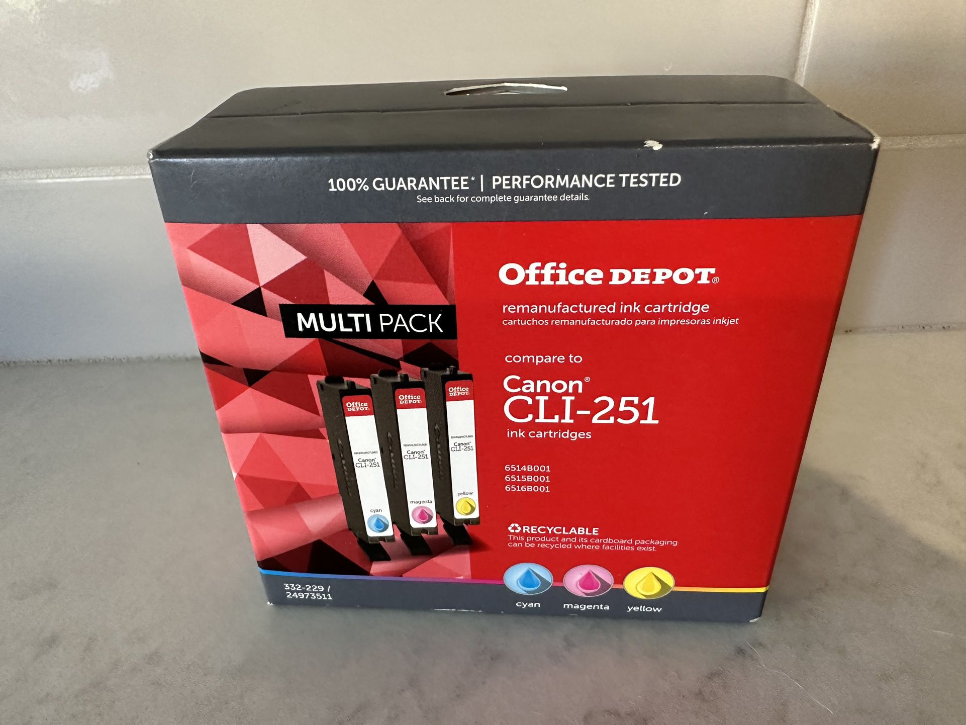 Office Depot Brand Canon CLI-251 Remanufactured Ink Cartridges, New