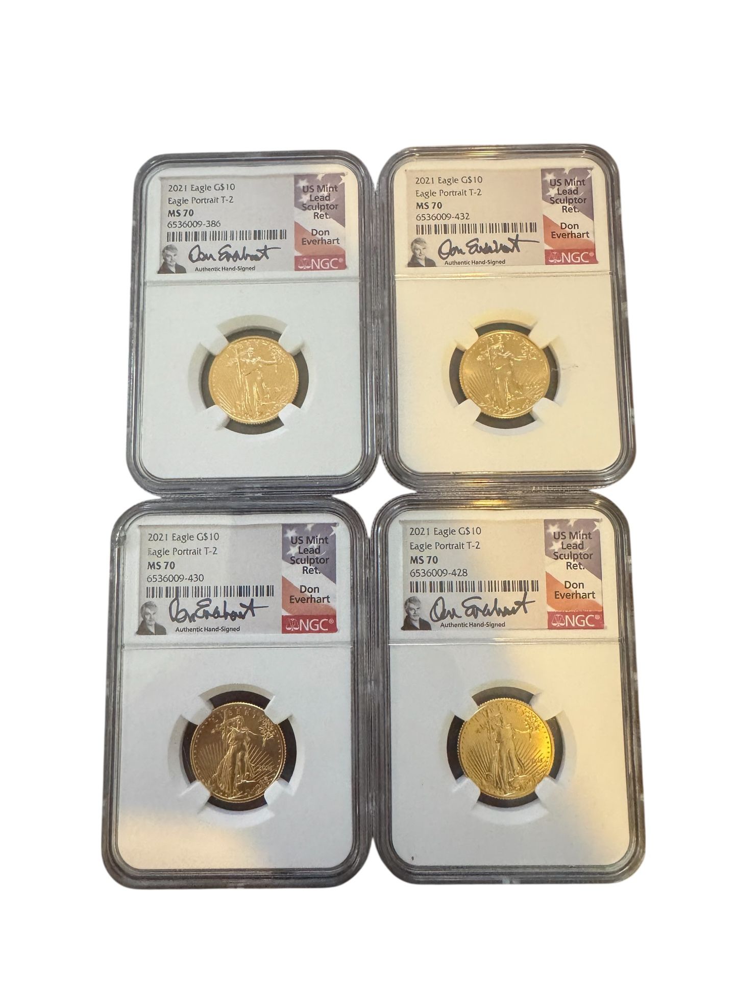 Lot Of 4 $10 Gold Eagles Rare Everhart Label