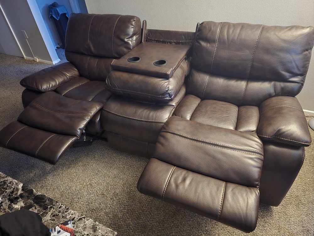Reclining Leather Couch For Sale. 500 or Bso