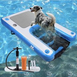Inflatable Water Ramp for Dogs 60" L x 40" W - Durable PVC Dog Pool Float Ensures Safe and Easy Access for Dogs Up to 220 Pounds, Perfect for Pools, L