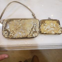 Gold Mesh Bag And Purse. NEW