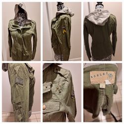 Army Green Jacket With Hoodie Size L
