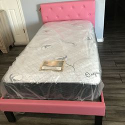 New Pink Twin Bed! Mattress Included 