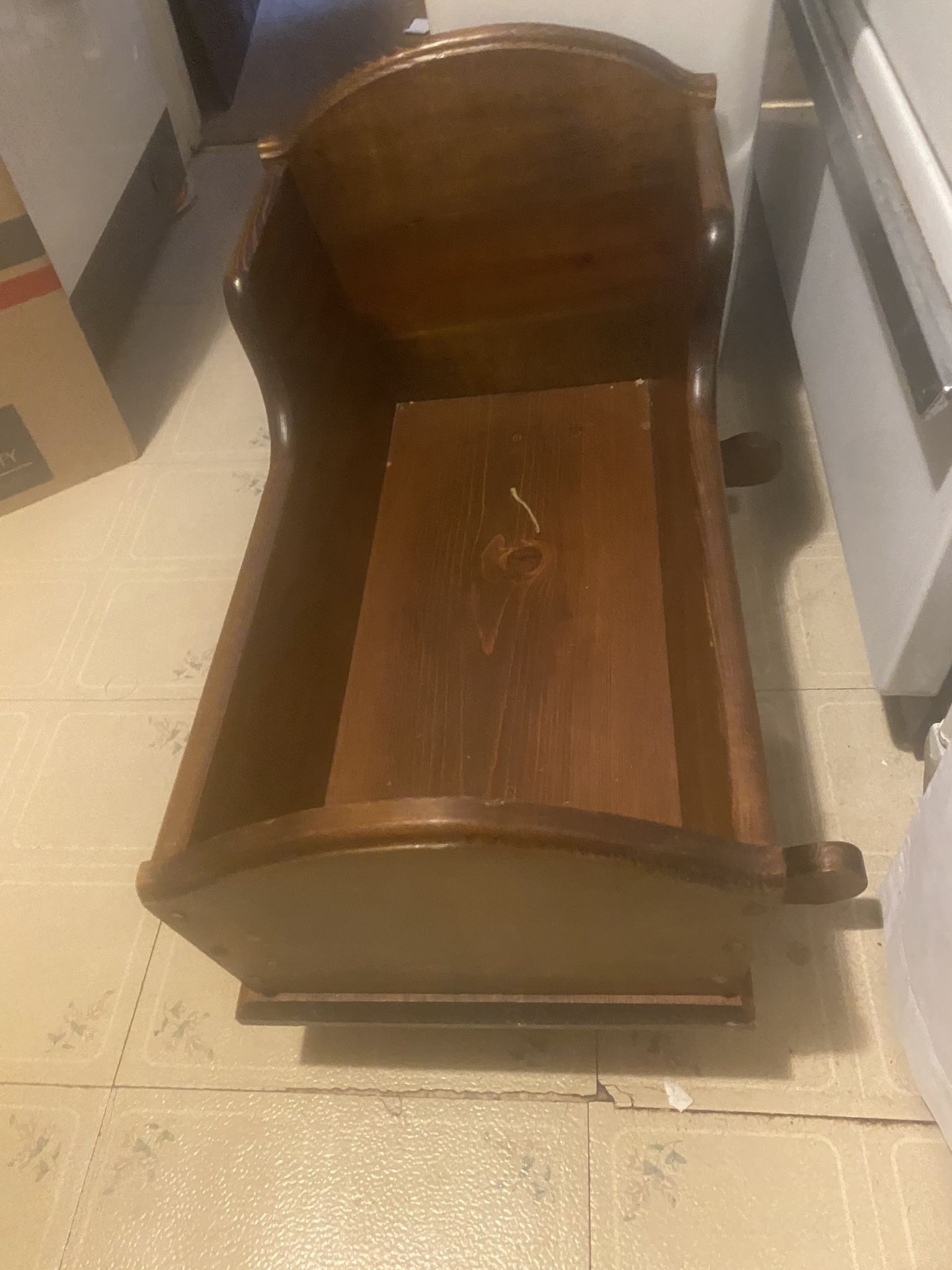 Handmade wooden rocking baby cradle