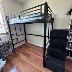 Twin Loft Bed Frame And Staircase