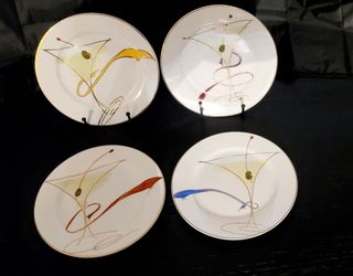 Vintage Pier 1 Imports Martini Glass Appetizer Plates - Set of 4