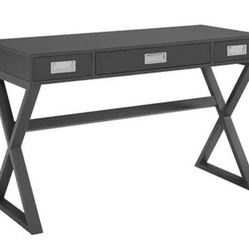 NEW Modern X Base Campaign Desk, Powder Coated Gray