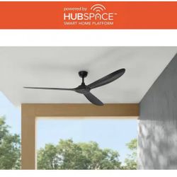 Home Decorators Collection Tager 72 in. Smart Indoor/Outdoor Matte Black with Matte Black Blades Ceiling Fan with Remote Powered by Hubspace @B14-310