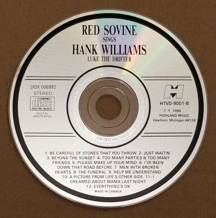 Red Sovine Sings Hank Williams Luke The Drifter CD 1990
