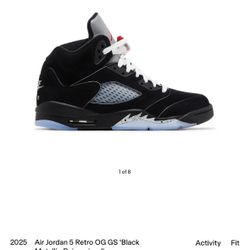 Air Jordan 5 Retro OG Black Metallic Reimagined 2025 GS | | Sz 7.5M / 9W